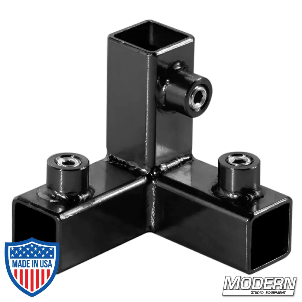 3-Way Pass Through Corner For 3/4-Inch Square Tube - Black Zinc