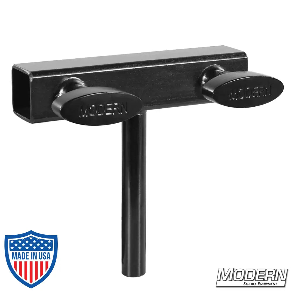 5/8-inch pin for 1-inch square tube, black zinc, T-handles, coupler used in film grip rigging