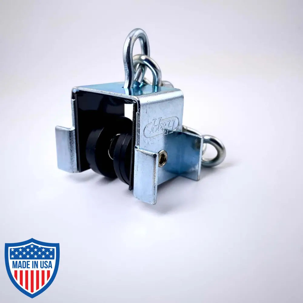 Curtain Track Carrier H&H with Delrin wheels for 140 or 300 series track, ideal for film grip rigging and backdrop adjustments.