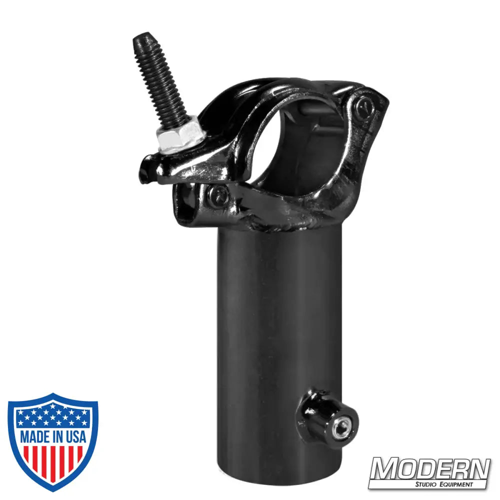 Black Zinc Grid Clamp with Vertical 1-1/4-inch Receiver for Film Grip and Rigging