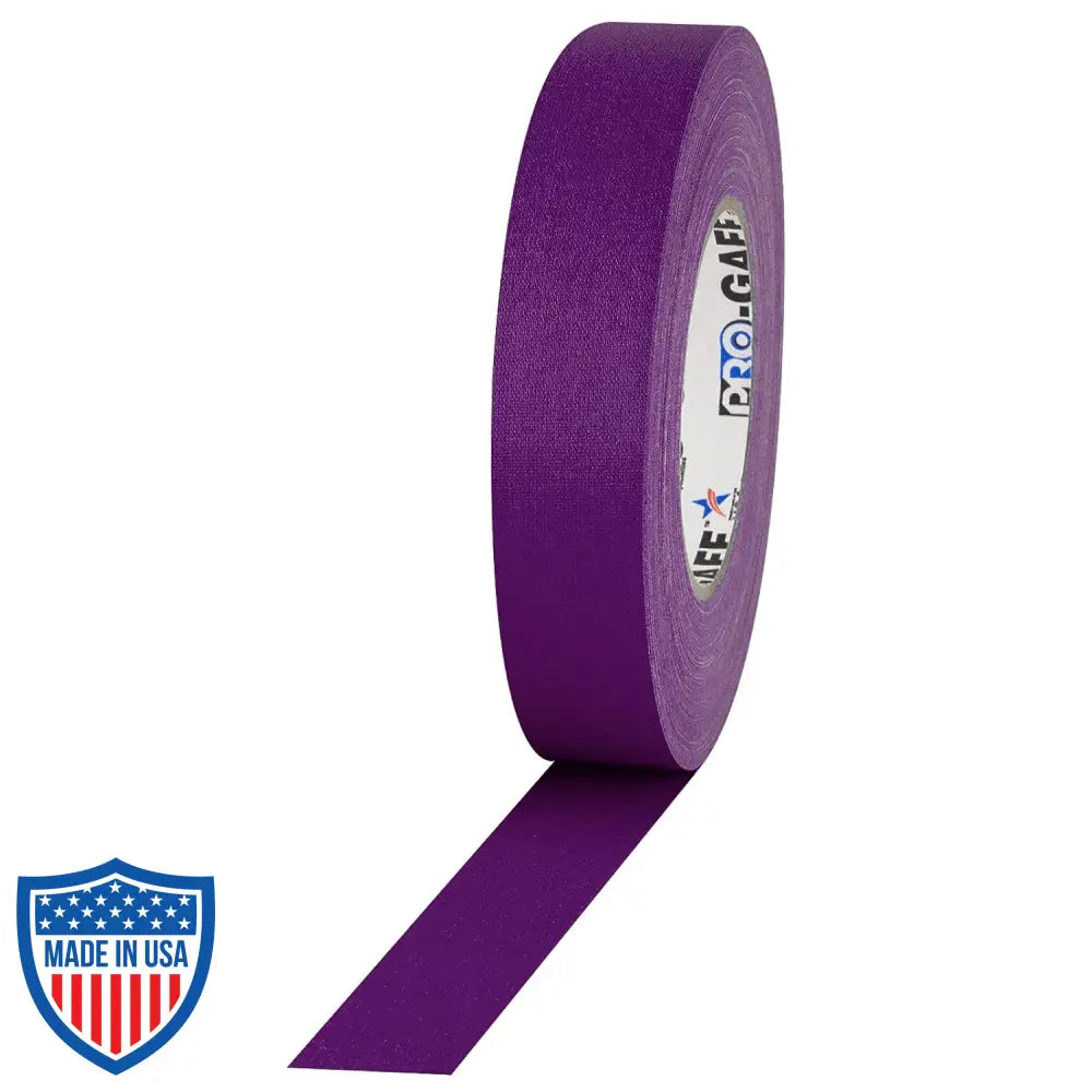 Pro Tapes® 1-inch purple Gaff Tape for film grip and rigging, ideal for bundling, marking, and temporary holding in high visibility.
