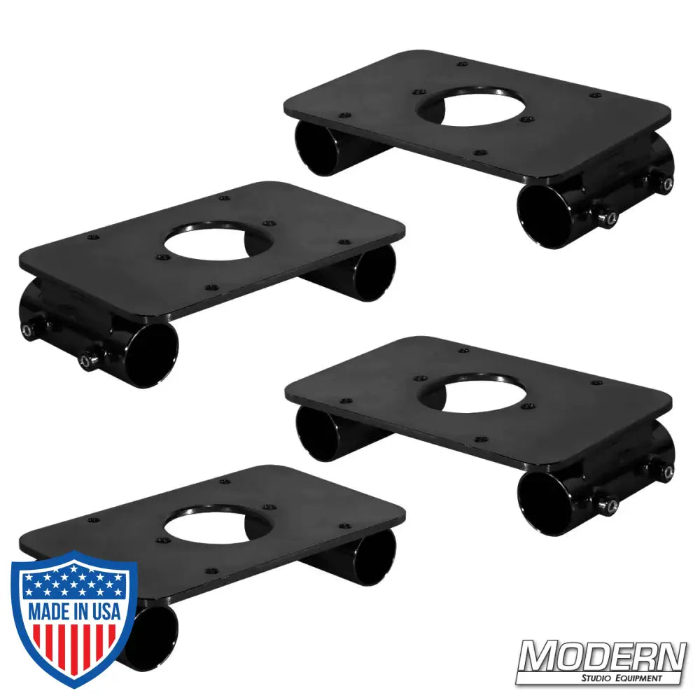 Skateboard Spreader without Wheels for 1-1/4-inch Speed-Rail® (Set of 4) in Black Zinc for film grip rigging.