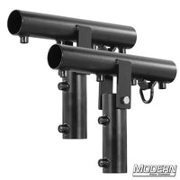 Condor Support Brackets for 1-1/4" Speed-Rail® used in film grip and rigging setups, set of 2, black finish.