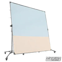 Natural Bounce 12' x 12' muslin with 2/3 Sky Blue and 1/3 Beige color, film grip rigging, includes storage bag, frame not included.