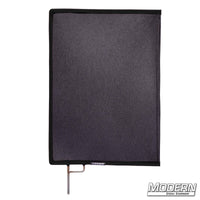 Black Triple Scrim with stainless steel frame for film grip and rigging, 1.8 stop material reduces light without altering pattern or color temperature.