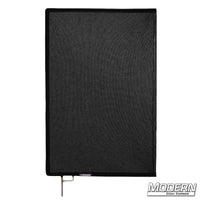 Black Triple Scrim with open end stainless steel frame, ideal for film grip and rigging, reducing light by 1.8 stops without color change.