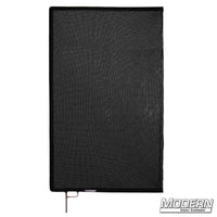 Black Triple Scrim with open end stainless steel frame for film grip and rigging, reducing light by 1.8 stops.