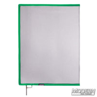 Black Single Scrim with green border, 0.6 stop material for film grip and rigging use, reduces light without altering pattern or color temperature.