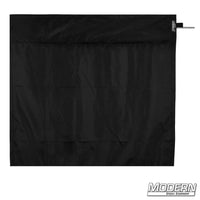 Black Rip Stop Wag Flag for film grip rigging on stainless steel frame.