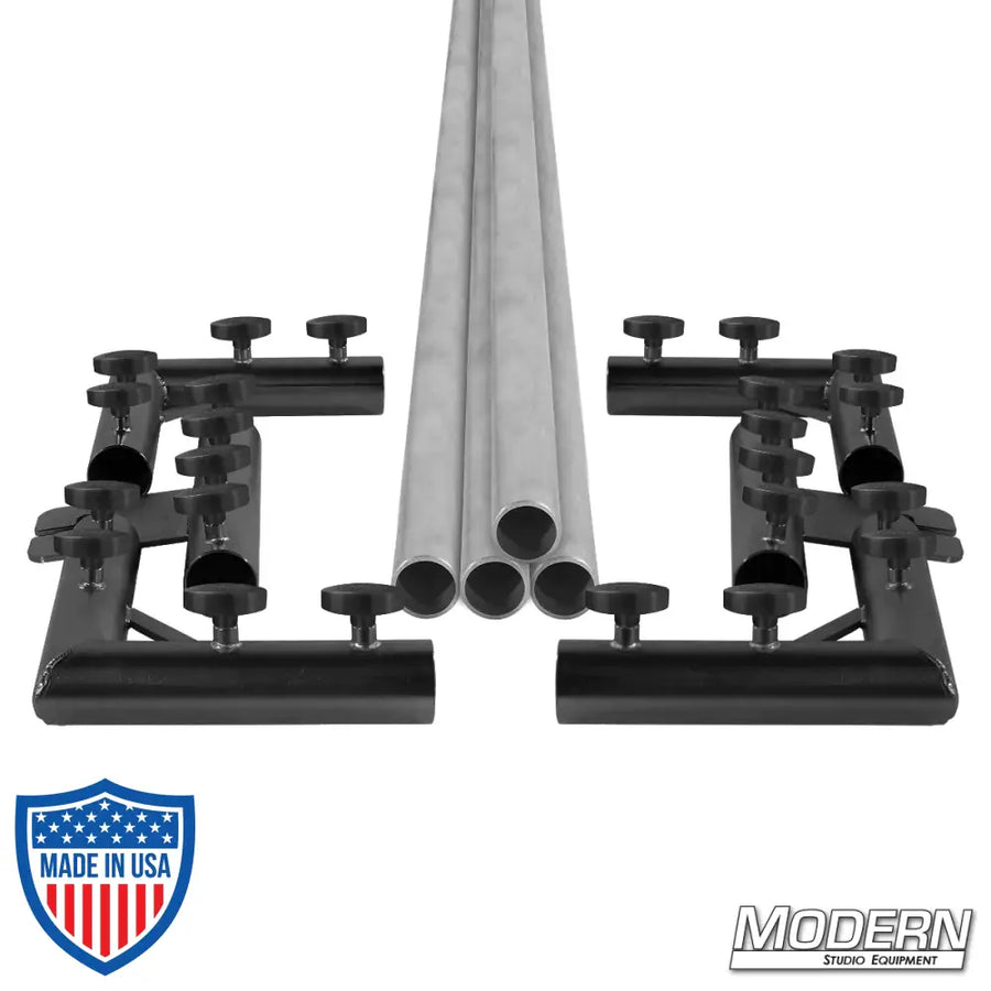 1-1/2-inch Speed-Rail Breakdown Frame with T-Handles, including aluminum lengths, corners, and sliding ears for film grip rigging