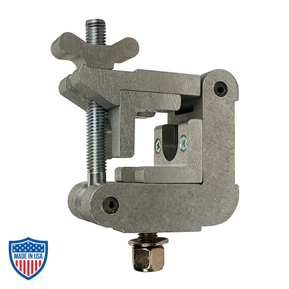 Sturdy 1-1/4" square half coupler for film grip and rigging applications, fits 1 1/4" and 2" tubing.