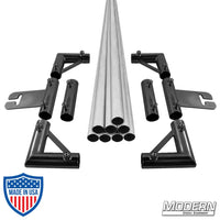 1-inch Speed-Rail® Breakdown Frame: 6' aluminum pipes, corners, sliding ears, sleeves for film grip rigging.