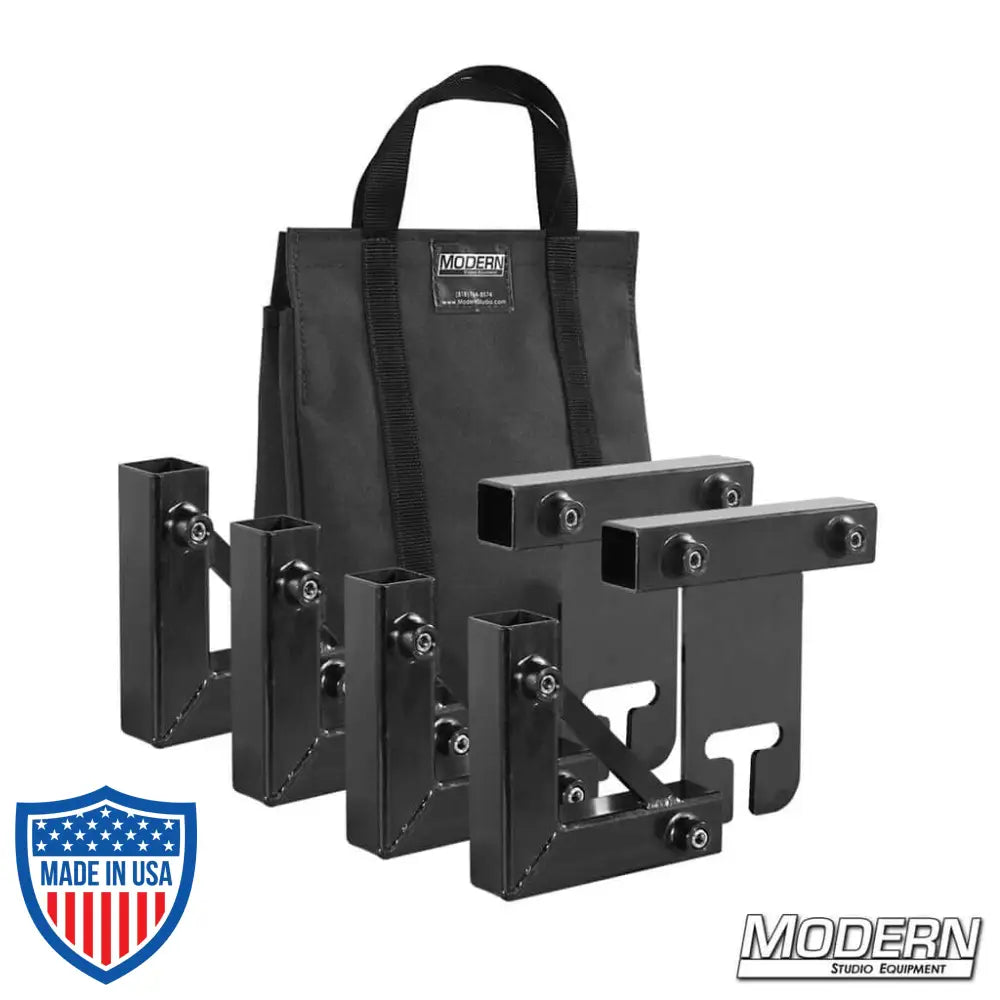 1" Square Stock Frame Kit for film grip rigging with sturdy black hardware and carrying bag.