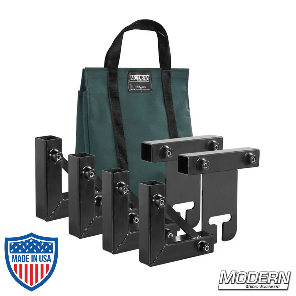 1" Square Stock Frame Kit for film grip rigging with green carry bag and Modern Studio Equipment branding