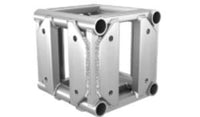 XSF 20.5-inch x 20.5-inch Bolt Plate Corner Block for film grip and rigging with powder coating or anodizing options by AWS certified welders.