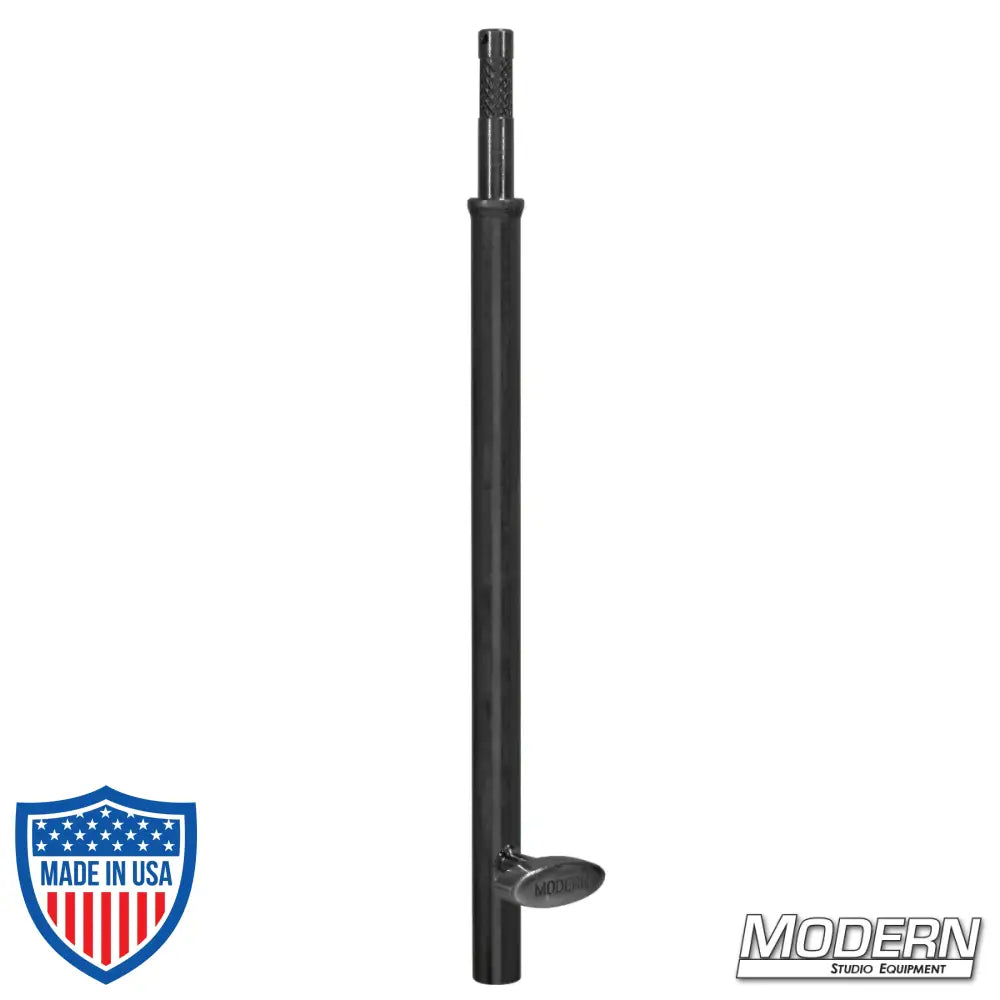 18-inch Baby Stand Extension in Black Zinc for film grip and rigging equipment.