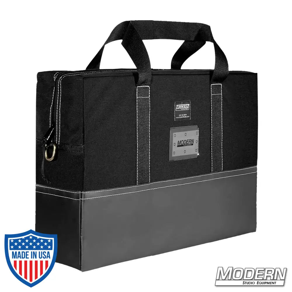 Black 18" x 24" flag bag for film grip and rigging equipment by Modern Studio Equipment.