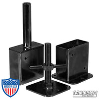 2-inch x 4-inch black zinc wall spreader kit for film grip rigging. Ideal for vertical and horizontal support, featuring three sturdy pieces.