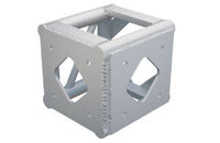 XSF 30-inch x 20.5-inch Bolt Plate Corner Block with 2-inch and 1-inch diameter chords, ideal for film grip rigging. Made in the USA.