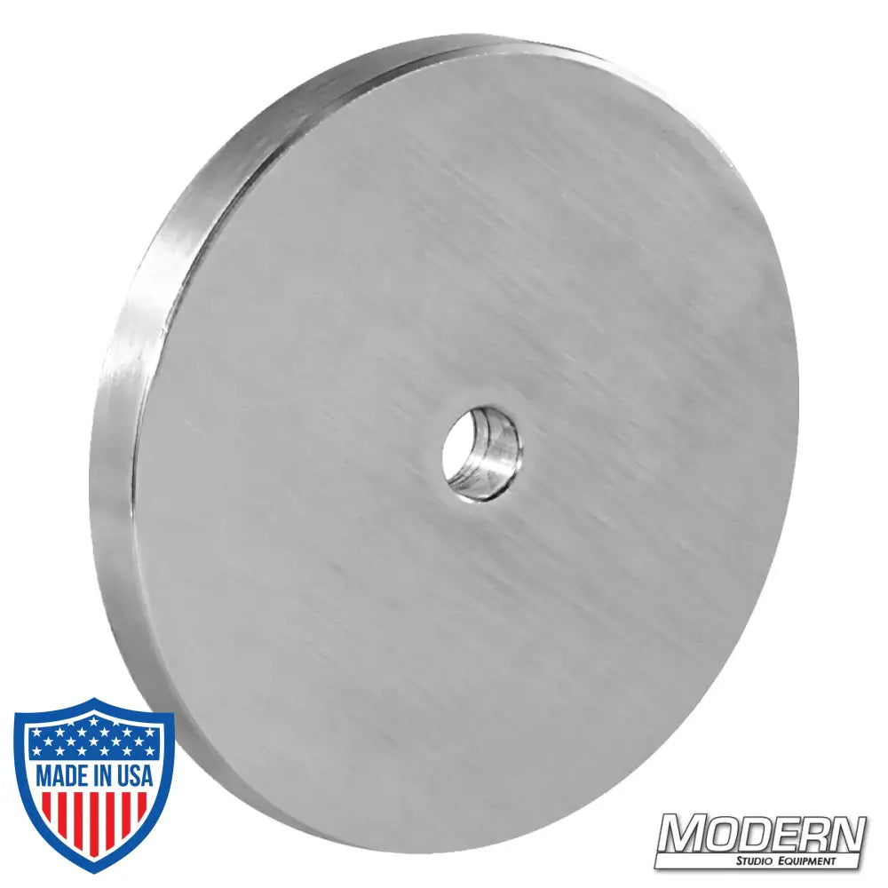 3-1/2-inch aluminum washer with 3/8-inch hole, 1/2-inch thick, ideal for film grip and rigging.