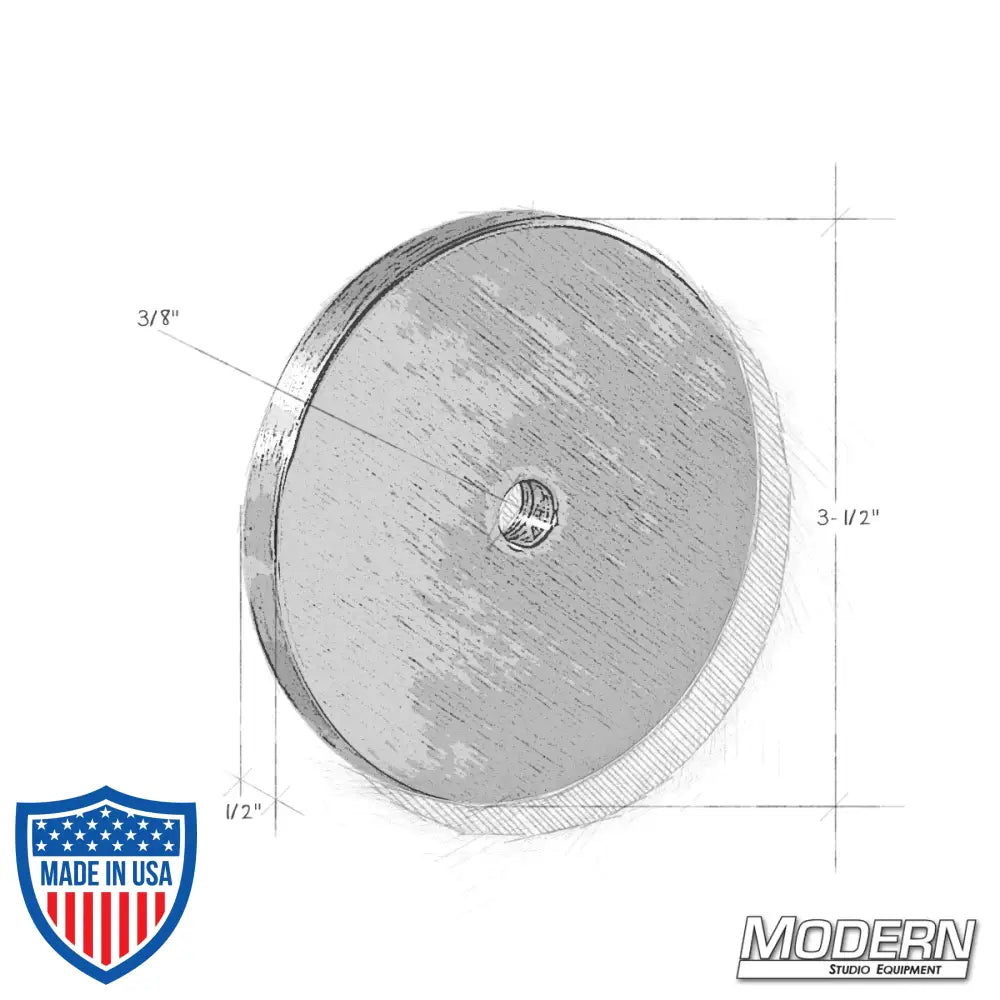 3-1/2-inch Aluminum Washer with 3/8-inch hole and 1/2-inch thickness for film grip and rigging