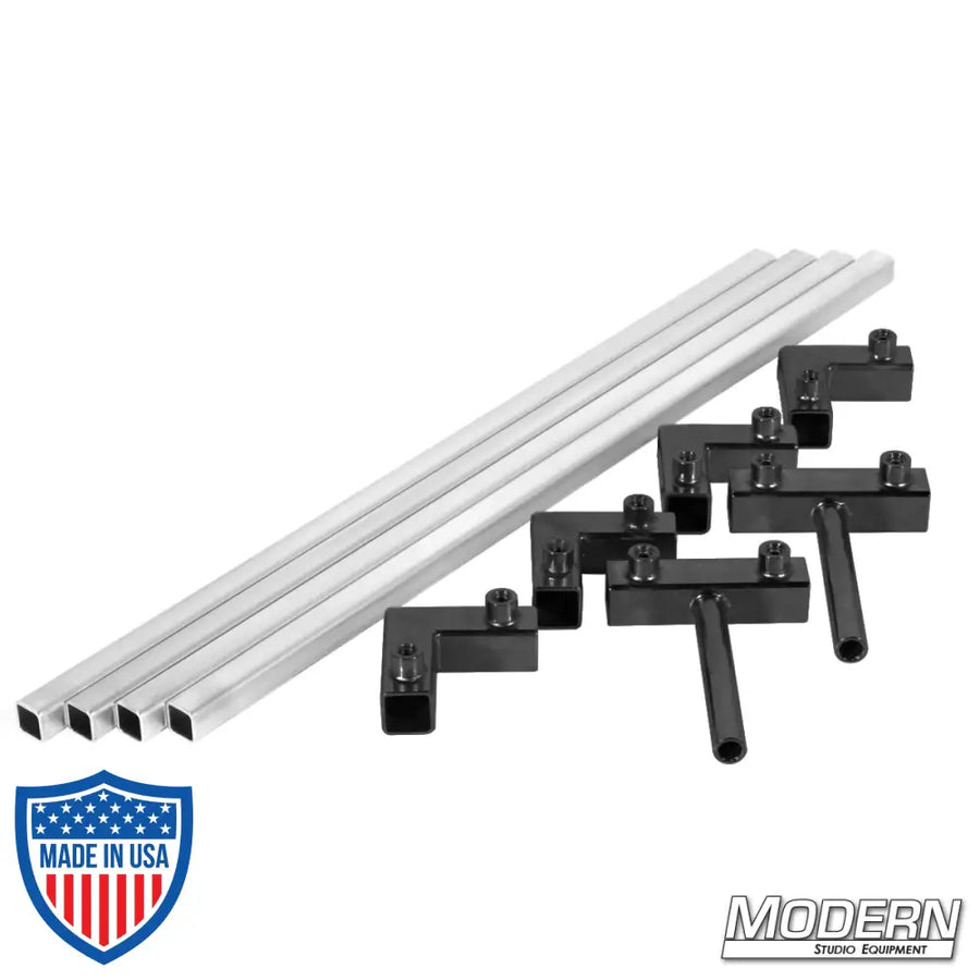 3/4-inch Square Tube 4' x 4' Frame Kit with Aluminum Tubes, Corners, and Sliding Pins for Film Grip Rigging