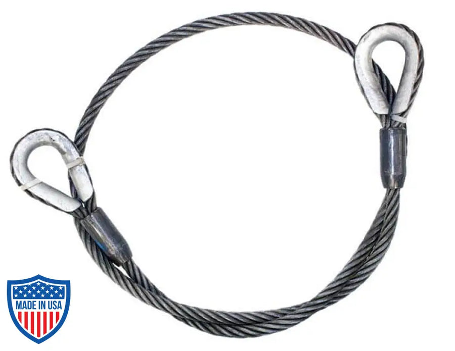 3/8-inch wire rope sling for film grip and rigging in entertainment industry, strong and economical tool for lifting or bracing applications