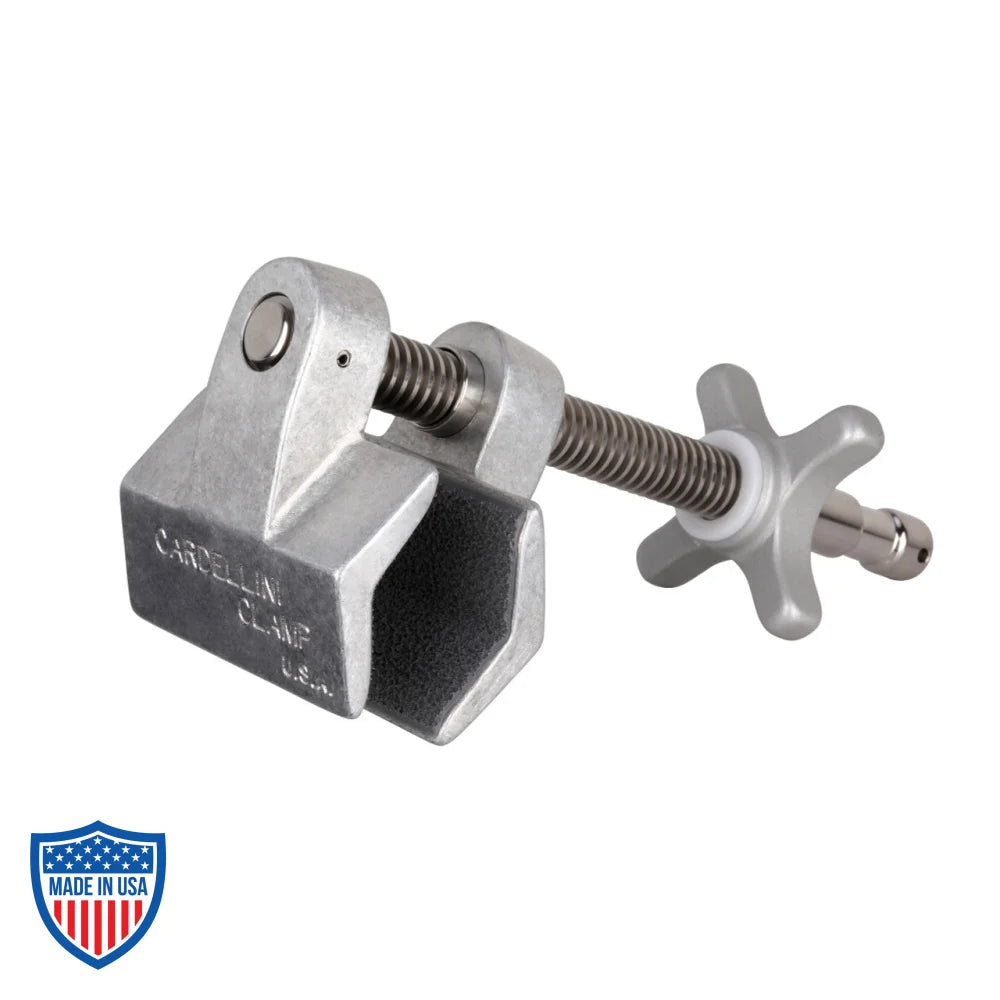 3-inch Cardellini Clamp® (3E) for film grip and rigging, showing side and front view with dimensions of 3x8x3.75 inches