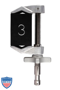 3 Inch End Jaw Cardellini Clamp® (3E) for film grip and rigging, 3.00 inch width, 8.00 inch height, 3.75 inch depth.