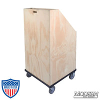 Wooden 3-place flag box with drawer on casters for film grip and rigging equipment storage