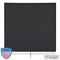 36-inch x 36-inch black artificial silk scrim with stainless steel frame for film grip and rigging equipment.