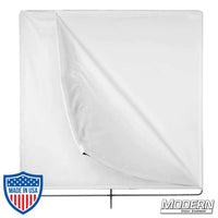 36-inch x 36-inch bleached muslin floppy with stainless steel frame for film grip and rigging, opened partially to 36" x 72".