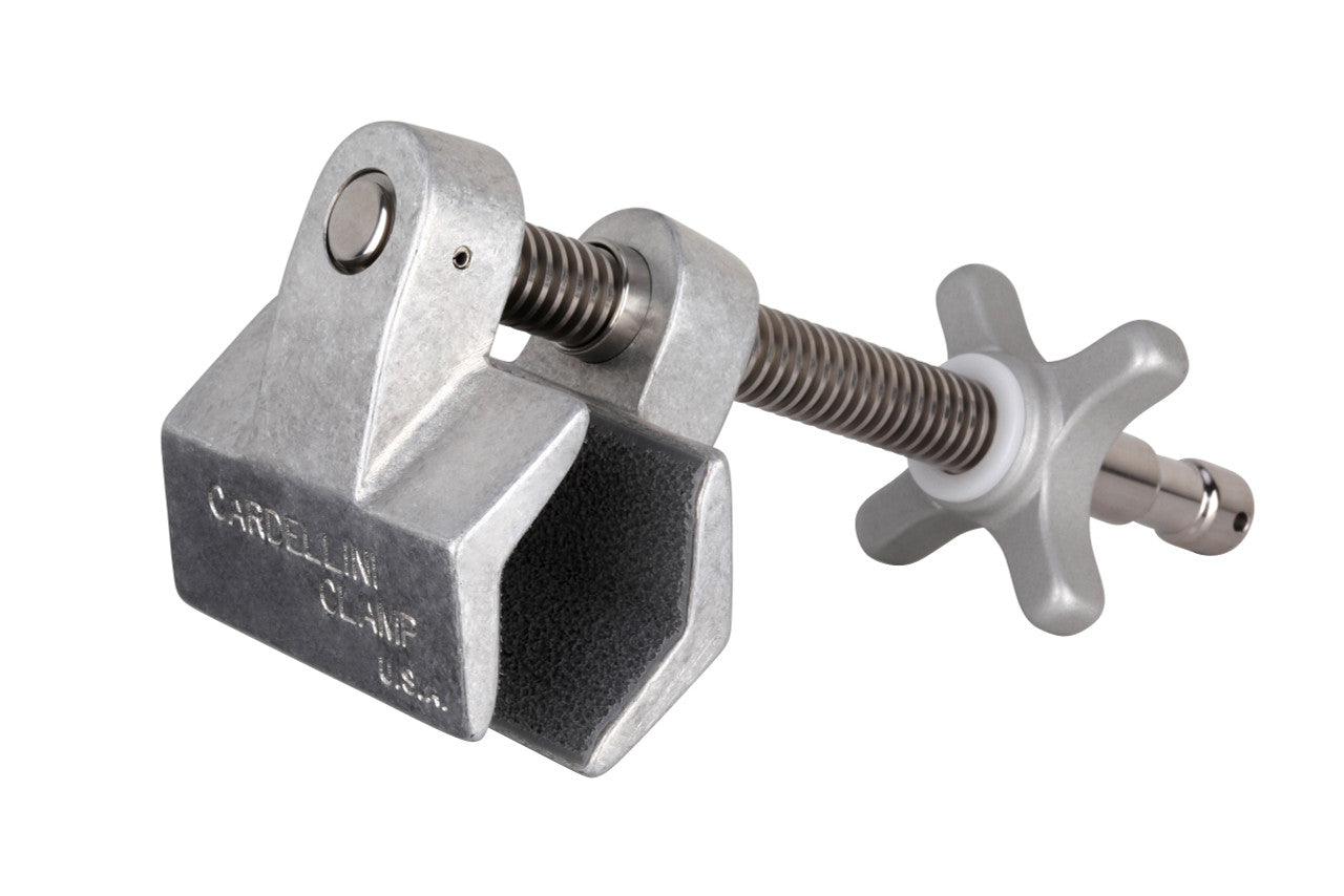 3-inch Cardellini Clamp® (3E) for film grip and rigging, showing side and front view with dimensions of 3x8x3.75 inches