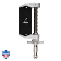 4 Inch End Jaw Cardellini Clamp® (4E) for film grip and rigging, dimensions: 3.00 in width, 9.00 in height, and 3.75 in depth