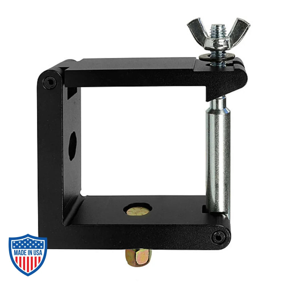 4" Mega-Square Half Coupler for film grip rigging; sturdy hardware fitting 4" square tubing with a 1100-pound working load limit