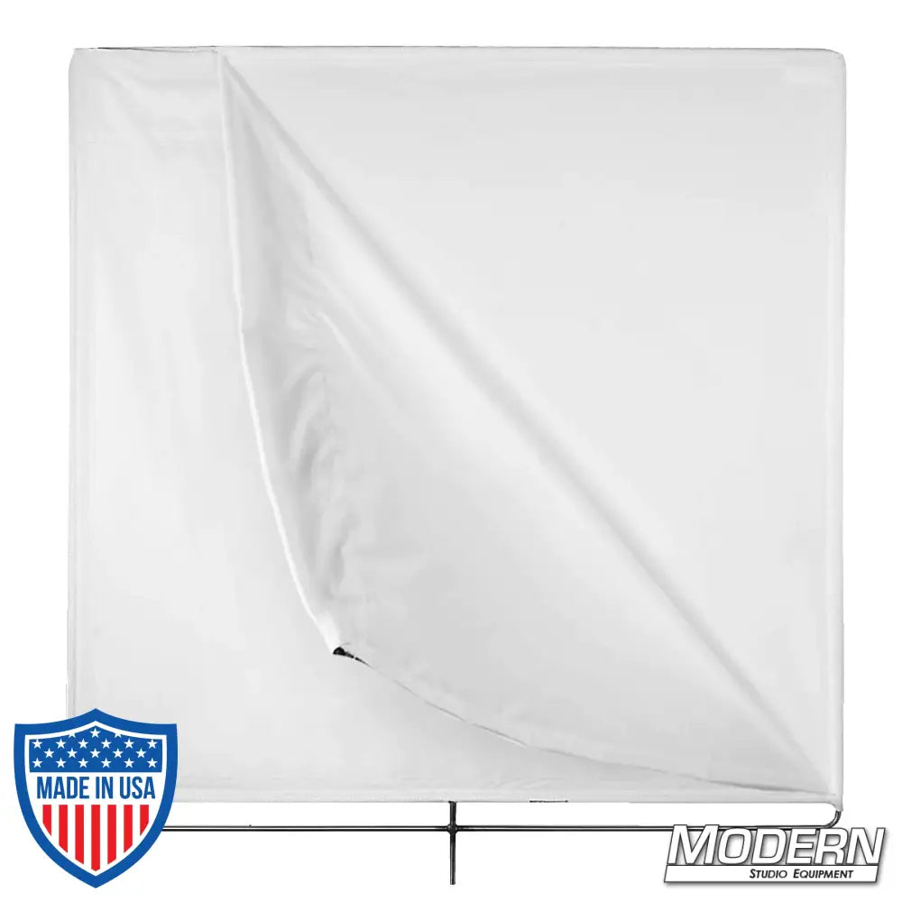 48-inch x 48-inch bleached muslin floppy on stainless steel frame for film and rigging use, opens to 48-inch x 96-inch for light diffusion