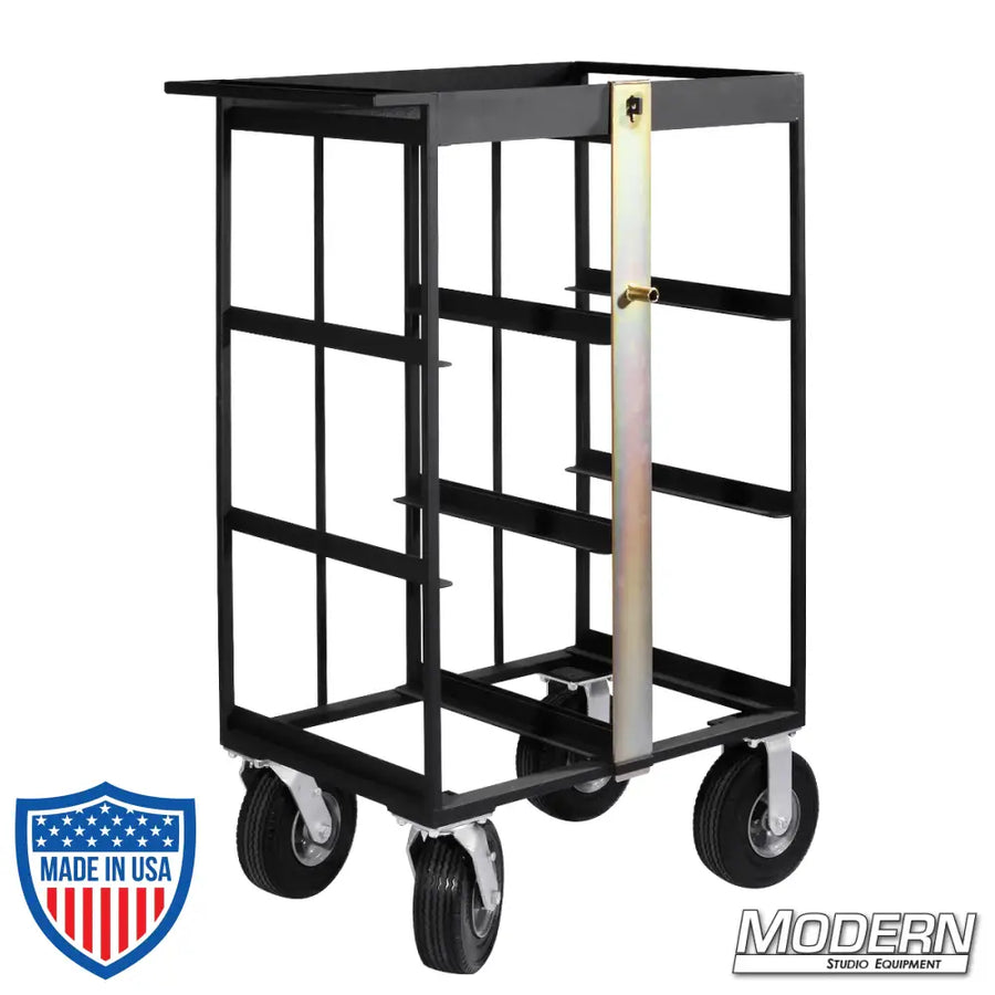 Steel 6 Place Milk Crate Cart with Locking Bar and Carefree Wheels for Film Grip Rigging by Modern Studio Equipment