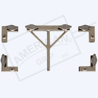 Hardware set with 4 corners and 1 slider for film grip rigging, including 5/8-inch pin. American 6-foot x 6-foot, 3/4-inch.