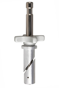 Anderton Dolly Pin (ADP) 5/8" Baby pin for film grip rigging, locks into dolly's 1" seat post or push bar receiver. Width: 2.25", Height: 7.50".