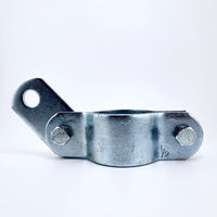 1-1/2-inch Pelican Batten Pipe Clamp for film grip rigging, featuring a left or right 180-degree swivel tab for connecting pipes to ceiling chains.