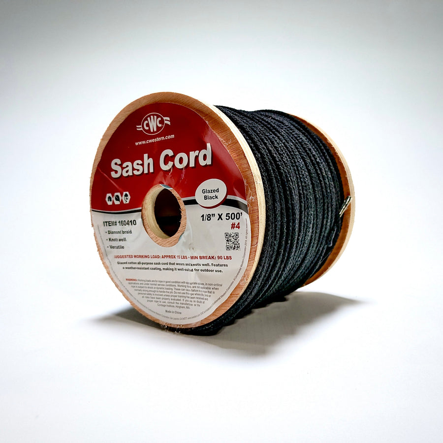 1/8-inch x 500' Black Glazed Sash Cord (Trick Line) #4