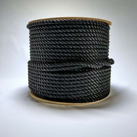 1/2-inch x 600' black multiline rope for film grip rigging tasks with 6000 lb breaking strength and 600 lb working load limit