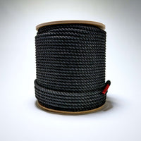 600' black multiline rope spool, ideal for film, grip, and rigging tasks. Stays firm with excellent knot holding and easy splicing.