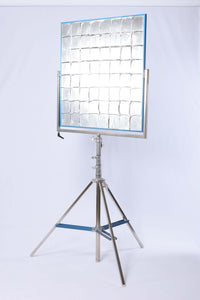 American 42-inch x 42-inch x 3/4-inch reflector with yoke for film grip and rigging on a metal stand