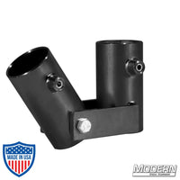 Adjustable Angle Receiver for 1-1/4-inch Speed-Rail® - black zinc with set screws. Ideal for film grip and rigging setups.