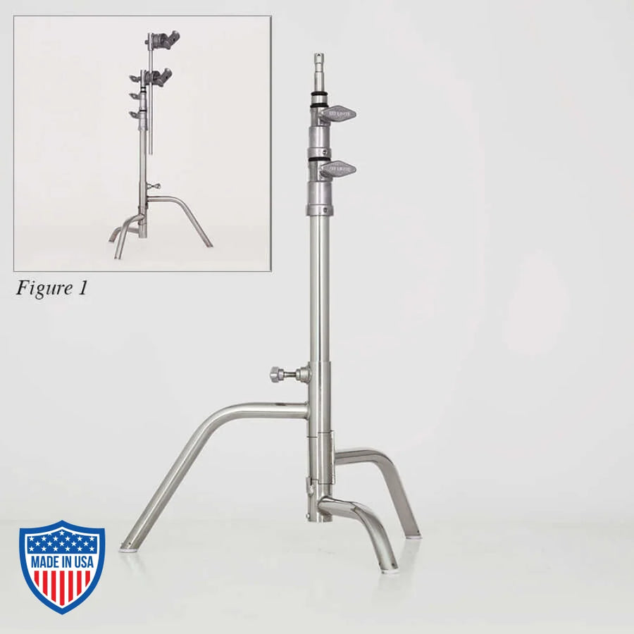 American Century Stand 20" C-Stand 2-Rise Non-Spring Load, Mini Base for film grip rigging, without head & arm, adjustable height.