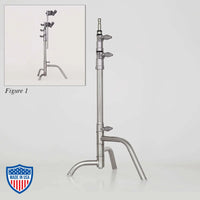 20" American Century Stand (C-Stand) 2-Rise with Removable Mini Base for film grip rigging, footprint 23"es, weight 8 lbs.