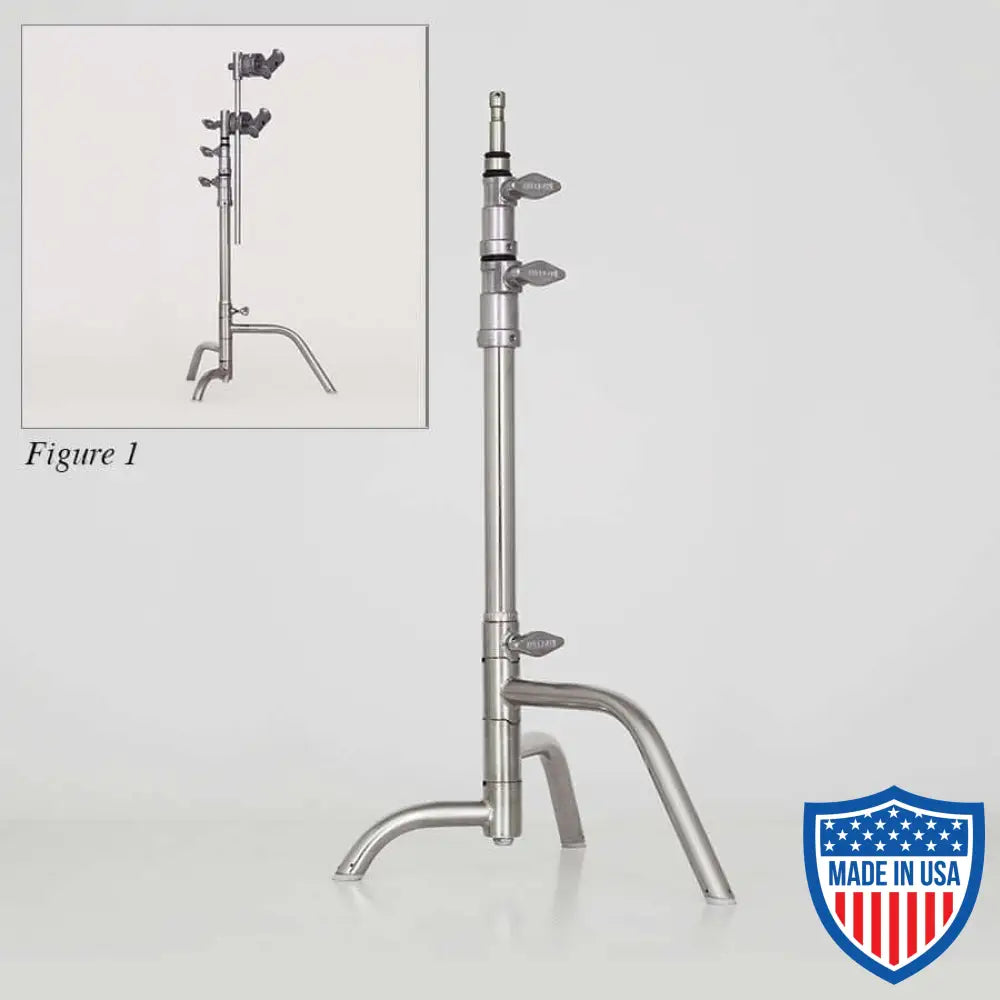 20-inch American Century Stand (C-Stand) 2-Rise with Removable Mini Base for film grip rigging, footprint 23 inches, weight 8 lbs.