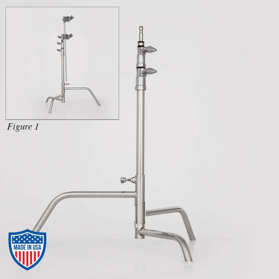American 24" Century Stand (C-Stand) 2-Rise Non-Spring Load with Full Base, ideal for film grip and rigging setups.
