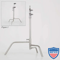 American 24-inch Century Stand (C-Stand) with 2-Rise Spring Load Stair Leg for film grip rigging, shown with full base.